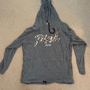 Victoria secret pink leopard large sweater with hood